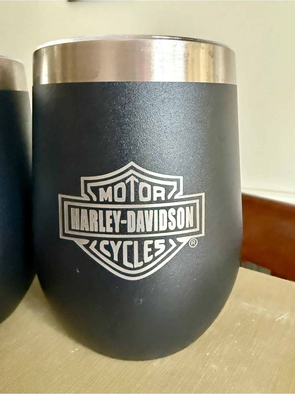 Harley-Davidson Black and Silver Stainless Steel Tumblers - Set of 2
